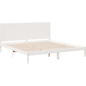vidaXL White 180x220 cm Bed Frame - Solid Pinewood vidaXL White 180x220 cm Bed Frame - Solid Pinewood