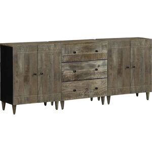 vidaXL 3-piece Grey Mango Sideboard - Sideboard vidaXL 3-piece Grey Mango Sideboard - Sideboard