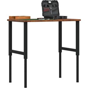 vidaXL Workbench Dark Brown Solid Wood Oak Rectangular - Work Table, Work Bench, DIY vidaXL Workbench Dark Brown Solid Wood Oak Rectangular - Work Table, Work Bench, DIY