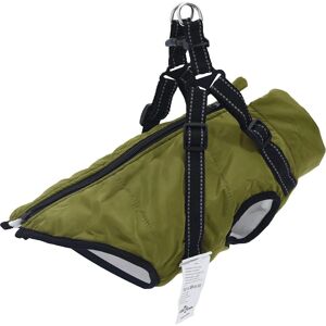 vidaXL Dog Coat with Harness Waterproof Reflective Army Green S vidaXL Dog Coat with Harness Waterproof Reflective Army Green S