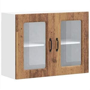 vidaXL Kalmar Old Wood Kitchen Wall Cabinet with Glass Door vidaXL Kalmar Old Wood Kitchen Wall Cabinet with Glass Door