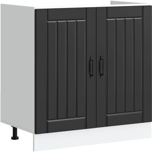 VidaXL Lucca Black Kitchen Base Cabinet with Adjustable Feet VidaXL Lucca Black Kitchen Base Cabinet with Adjustable Feet