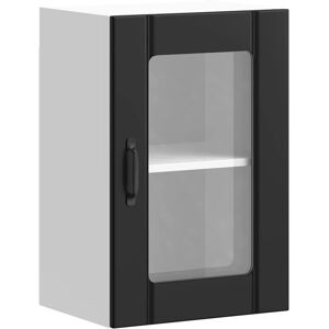 vidaXL Kitchen Wall Cabinet with Glass Door Lucca Black - Kitchen Wall Cabinet vidaXL Kitchen Wall Cabinet with Glass Door Lucca Black - Kitchen Wall Cabinet