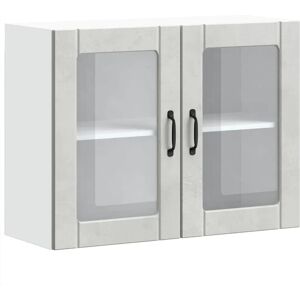 vidaXL Kitchen Wall Cabinet with Glass Door Lucca Concrete Grey - Kitchen Wall Cabinet vidaXL Kitchen Wall Cabinet with Glass Door Lucca Concrete Grey - Kitchen Wall Cabinet