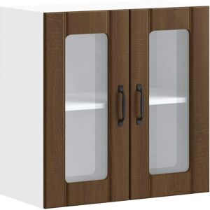 vidaXL Brown Oak Wall Cabinet with Glass Door - Kitchen Storage vidaXL Brown Oak Wall Cabinet with Glass Door - Kitchen Storage