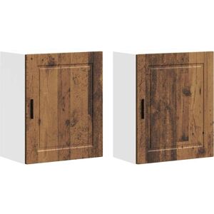 vidaXL Kitchen Wall Cabinets - Old Wood - 2 pcs - Kitchen Wall Cabinets vidaXL Kitchen Wall Cabinets - Old Wood - 2 pcs - Kitchen Wall Cabinets
