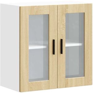 vidaXL Kitchen Wall Cabinet with Glass Door Porto Sonoma Oak - Kitchen Wall Cabinet vidaXL Kitchen Wall Cabinet with Glass Door Porto Sonoma Oak - Kitchen Wall Cabinet