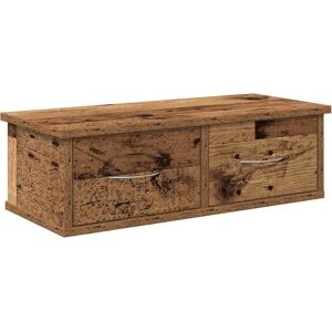 vidaXL Wall-mounted Drawer Shelf Old Wood - Wall-mounted Drawer Shelf vidaXL Wall-mounted Drawer Shelf Old Wood - Wall-mounted Drawer Shelf