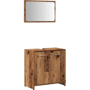 vidaXL Bathroom Furniture Set Antique Wood Wall-Mount Vanity & Mirror vidaXL Bathroom Furniture Set Antique Wood Wall-Mount Vanity & Mirror