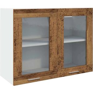 vidaXL Hanging Glass Cabinet Old Wood - Hanging Glass Cabinet vidaXL Hanging Glass Cabinet Old Wood - Hanging Glass Cabinet