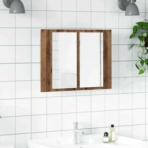 vidaXL Old Wood LED Bathroom Mirror Cabinet - Bathroom Mirror Cabinet vidaXL Old Wood LED Bathroom Mirror Cabinet - Bathroom Mirror Cabinet