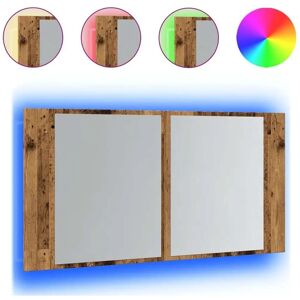 VidaXL Old Wood LED Bathroom Mirror Cabinet - Bathroom Storage VidaXL Old Wood LED Bathroom Mirror Cabinet - Bathroom Storage