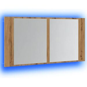 vidaXL LED Bathroom Mirror Cabinet - Artisan Oak - 90x12x45 cm - Bathroom Mirror Cabinet vidaXL LED Bathroom Mirror Cabinet - Artisan Oak - 90x12x45 cm - Bathroom Mirror Cabinet