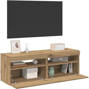 vidaXL TV Cabinet with LED Lights - Artisan Oak - 2 pcs vidaXL TV Cabinet with LED Lights - Artisan Oak - 2 pcs