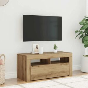 VidaXL 856322 Artisan Oak TV Cabinet with LED Lights - TV Cabinet VidaXL 856322 Artisan Oak TV Cabinet with LED Lights - TV Cabinet