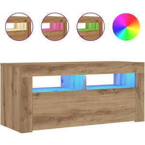 vidaXL 856322 Artisan Eiche TV-Schrank mit LED-Leuchten - TV-Schrank vidaXL 856322 Artisan Eiche TV-Schrank mit LED-Leuchten - TV-Schrank