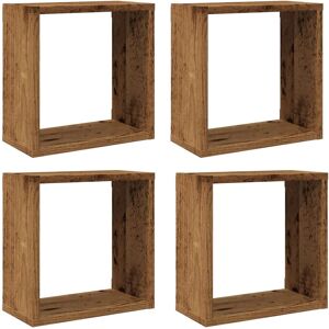 vidaXL Old Wood Wall Shelves 4 pcs 30x15x30 cm - Wall Shelves vidaXL Old Wood Wall Shelves 4 pcs 30x15x30 cm - Wall Shelves