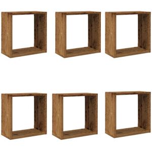 vidaXL Old Wood 6 Cube Wall Shelves - Wall Shelves vidaXL Old Wood 6 Cube Wall Shelves - Wall Shelves