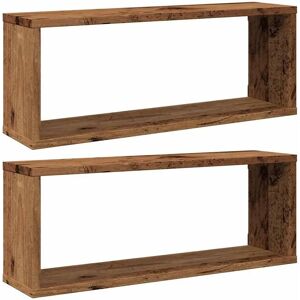 vidaXL Old Wood 2 Pcs Wall Shelves - Wall Shelves vidaXL Old Wood 2 Pcs Wall Shelves - Wall Shelves