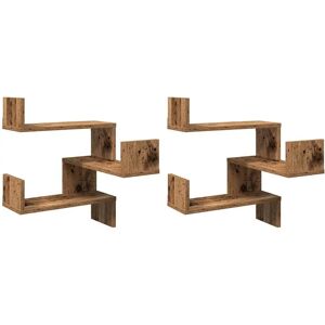 vidaXL Wall Corner Shelves Old Wood - Wall Corner Shelves vidaXL Wall Corner Shelves Old Wood - Wall Corner Shelves