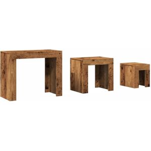 Conjunto de Mesas de Centro vidaXL - Diseño de Madera Antigua Apilable Conjunto de Mesas de Centro vidaXL - Diseño de Madera Antigua Apilable