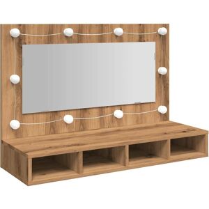 vidaXL Mirror Cabinet with LED - Artisanal Oak Bathroom Storage vidaXL Mirror Cabinet with LED - Artisanal Oak Bathroom Storage
