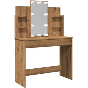 vidaXL Oak Dressing Table with LED Lights - Makeup & Cosmetic Desk vidaXL Oak Dressing Table with LED Lights - Makeup & Cosmetic Desk