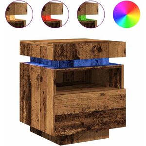 vidaXL Natbord af Gammelt Træ med LED-lys vidaXL Natbord af Gammelt Træ med LED-lys