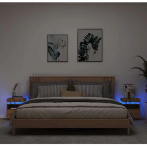 vidaXL Bedside Cabinets with LED Lights - Artisan Oak 2 pcs vidaXL Bedside Cabinets with LED Lights - Artisan Oak 2 pcs