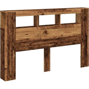 vidaXL Old Wood 160x18.5x103.5 cm LED Headboard Bed Header Bedroom Storage vidaXL Old Wood 160x18.5x103.5 cm LED Headboard Bed Header Bedroom Storage