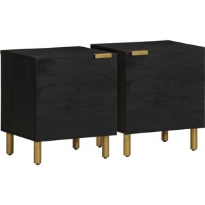 vidaXL Bedside Cabinet 2 pcs Black Mango 40x33x46cm - Bedside Cabinet vidaXL Bedside Cabinet 2 pcs Black Mango 40x33x46cm - Bedside Cabinet