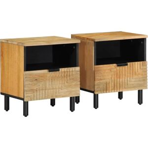 vidaXL Bedside Cabinets 2 pcs Brown 40x33x46 cm Solid Wood Mango bedside table vidaXL Bedside Cabinets 2 pcs Brown 40x33x46 cm Solid Wood Mango bedside table