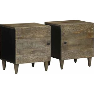 vidaXL Bedside Cabinets - 2 pcs Light Grey - Solid Wood Mango vidaXL Bedside Cabinets - 2 pcs Light Grey - Solid Wood Mango