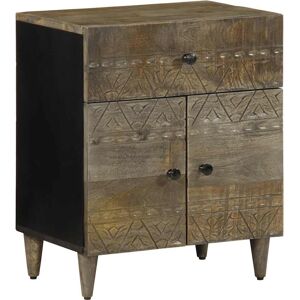 vidaXL Bedside Cabinet - Mango Solid Wood Light Grey - 50x33x60cm vidaXL Bedside Cabinet - Mango Solid Wood Light Grey - 50x33x60cm