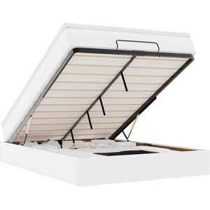 Pat de depozitare vidaXL cu saltea - Piele sintetică albă - 140x200 cm Pat de depozitare vidaXL cu saltea - Piele sintetică albă - 140x200 cm