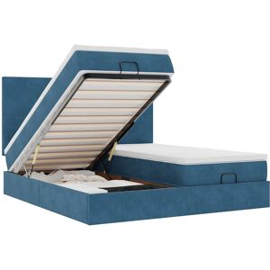 vidaXL Ottoman Bed met Opbergruimte - Blauw Fluweel 180x200cm vidaXL Ottoman Bed met Opbergruimte - Blauw Fluweel 180x200cm