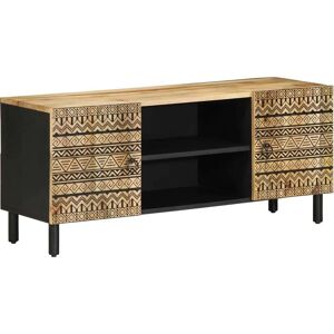 vidaXL Black Mango Solid Wood TV Cabinet - TV Unit & Media Storage vidaXL Black Mango Solid Wood TV Cabinet - TV Unit & Media Storage