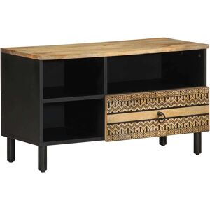 vidaXL Black Mango Wood TV Cabinet - TV Stand with Storage vidaXL Black Mango Wood TV Cabinet - TV Stand with Storage