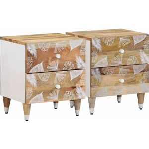 vidaXL Bedside Cabinets - Solid Mango Wood, 2 pcs, 40x33.5x46 cm vidaXL Bedside Cabinets - Solid Mango Wood, 2 pcs, 40x33.5x46 cm