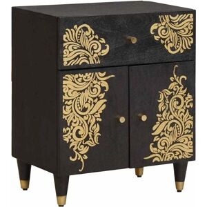 vidaXL Natbord - Sort - Massivt mangotræ - Opbevaringsmøbel vidaXL Natbord - Sort - Massivt mangotræ - Opbevaringsmøbel