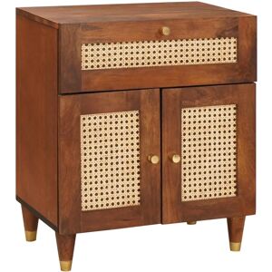 vidaXL Bedside Table with Drawer - Solid Mango Wood & Brown vidaXL Bedside Table with Drawer - Solid Mango Wood & Brown