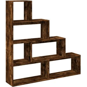 vidaXL Smoked Oak 4-Tier Room Divider Bookcase - Storage & Organizer vidaXL Smoked Oak 4-Tier Room Divider Bookcase - Storage & Organizer
