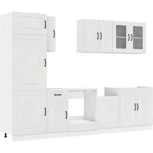 vidaXL 8 Piece Kitchen Cabinet Set Kalmar White High Gloss - Kitchen Cabinets vidaXL 8 Piece Kitchen Cabinet Set Kalmar White High Gloss - Kitchen Cabinets