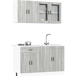 vidaXL Kitchen Cabinet Set Grey Sonoma 4-Piece Engineered Wood vidaXL Kitchen Cabinet Set Grey Sonoma 4-Piece Engineered Wood