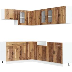vidaXL Kalmar Smoked Oak 11-Piece Kitchen Cabinet Set vidaXL Kalmar Smoked Oak 11-Piece Kitchen Cabinet Set