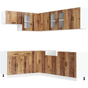 vidaXL Kalmar Smoked Oak 11-Piece Kitchen Cabinet Set vidaXL Kalmar Smoked Oak 11-Piece Kitchen Cabinet Set