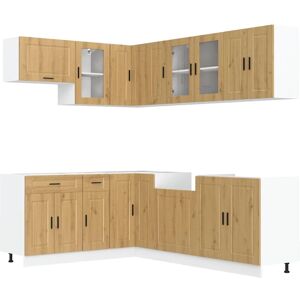 vidaXL Porto Brown Oak 11-Piece Kitchen Cabinet Set vidaXL Porto Brown Oak 11-Piece Kitchen Cabinet Set