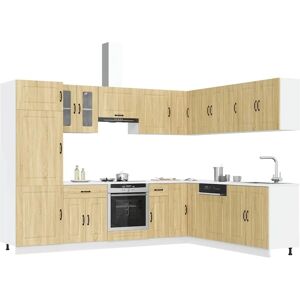 vidaXL Kalmar Sonoma Oak 14-Piece Kitchen Cabinet Set - Kitchen Cabinets vidaXL Kalmar Sonoma Oak 14-Piece Kitchen Cabinet Set - Kitchen Cabinets