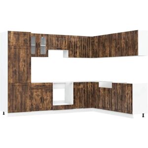 vidaXL Kitchen Cabinet Set - 14 Piece Smoked Oak - Kitchen Cabinets vidaXL Kitchen Cabinet Set - 14 Piece Smoked Oak - Kitchen Cabinets