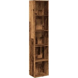 vidaXL Old Wood Bookcase 40x30x189 cm Engineered Wood - Storage vidaXL Old Wood Bookcase 40x30x189 cm Engineered Wood - Storage